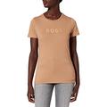 BOSS Womens C Elogo Organic-Cotton Logo T-Shirt in a Slim fit Light Brown