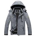 GEMYSE Men's Winter Waterproof Ski Jacket Mountain Windproof Fleece Coat with Hood (Pure Medium Grey1,2XL)