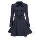 BUKINIE Womens Wool Trench Coat Winter Warm Double-Breasted Coat Faux Fur Jacket Parka Outerwear with Belts(Navy,Small)