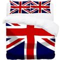 Union Jack Britain British Jack Bedding Queen Duvet Set - Soft Microfibre Duvet Cover with Pillow cases - Bedding Quilt Cover Set