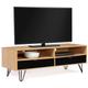 Meuble TV 113 cm vintage NOEMI 2 tiroirs bois pied épingle