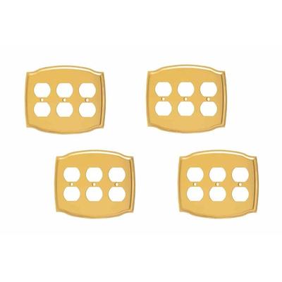 4 Switchplate Bright Solid Brass Triple Outlet | Renovator's Supply