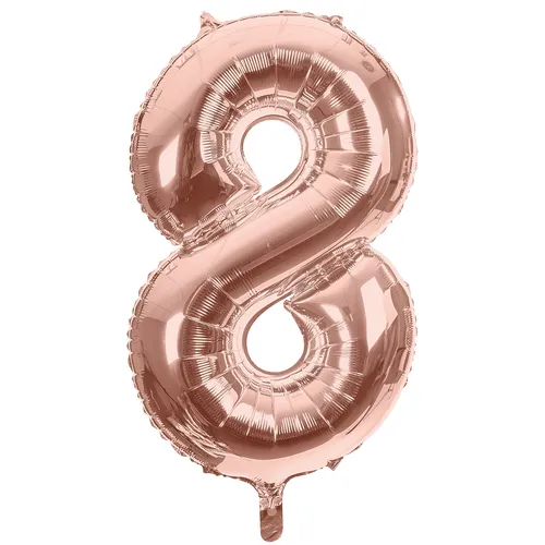 Ballon hélium chiffre ""8"", or rose, 86 cm