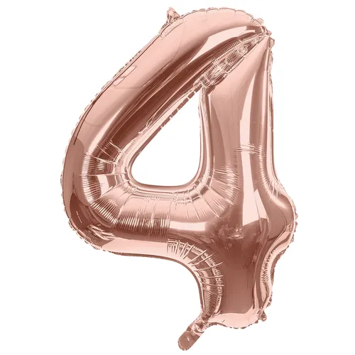 Ballon hélium chiffre ""4"", or rose, 86 cm