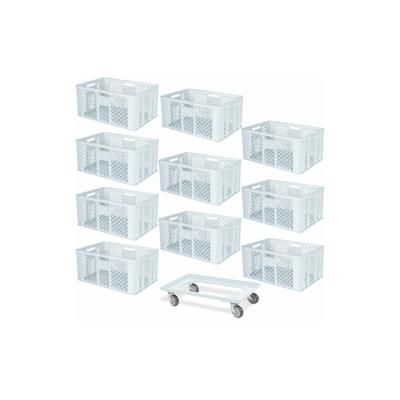 BRB 10 Euroboxen, 600x400x320 mm, lebensmittelecht, weiß + Transportroller Image