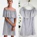 J. Crew Dresses | J.Crew White Blue Striped Off Shoulder Mini Dress Small Cotton Ruffled Stretch | Color: Blue/White | Size: S