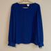 J. Crew Tops | Jcrew Solid Crew Neck Long Sleeve Blouse | Color: Blue | Size: L