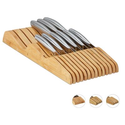 Messerblock Schublade, ohne Messer, liegend, Bambus, für 13 Messer, hbt: 5x17x40 cm,