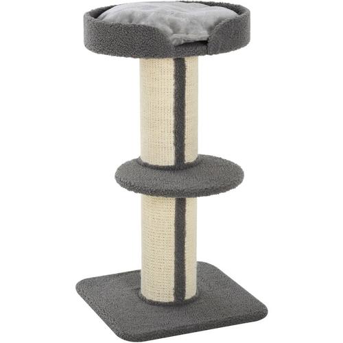 Katzenbaum Kratzbaum Katzenkratzbaum Spielbaum Kratzstamm mit Plattform Sisal Plüsch Grau 45 x 45 x