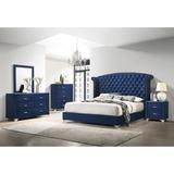 Chantel Pacific Blue 6-piece Wingback Upholstered Bedroom Set