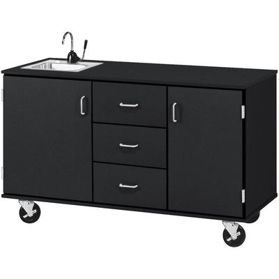 I.D. Systems 59" Wide Graphite Nebula Demonstration Station with Sink, (3) Drawers, and (2) Storage Cabinets 80741F36057