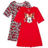 Disney Dresses | Girls Minnie Mouse Christmas 2-Pack Dresses | Color: Gray/Red | Size: Sg