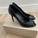 Burberry Shoes | Burberry Black Leather Brogue Peep Toe Pumps - Size 40 Eu - Retail $475 | Color: Black | Size: 40eu