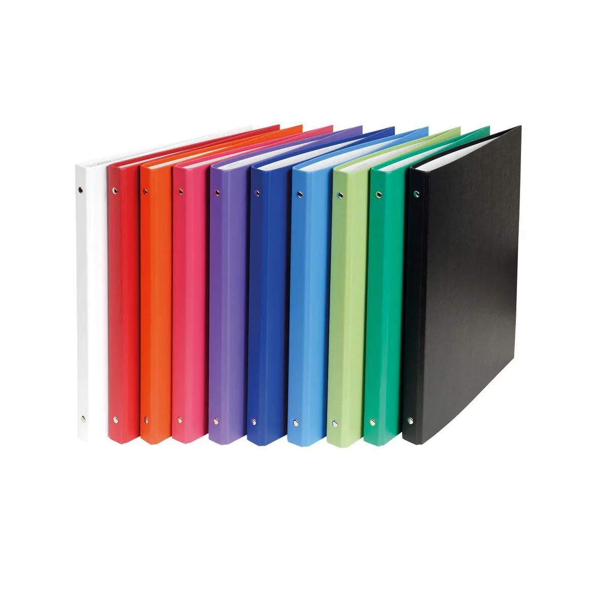 Exacompta 51150E 20x Ringbuch aus festem Karton 1,8mm PP kaschiert, 4 Ringe 15mm, Rücken 20mm, 32x25,6cm für DIN A4 - Farben sortiert Image