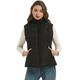 FEOYA Women Quilted Gilet Zip Up Fleece Sleeveless Cardigan with Pockets Solid Color Warm Vest Jacket for Shopping Horse Riding Black+Grey Size L