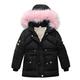 Amaone Kids Outwear for 2-7 Years Boy Girls Solid Color Winter Warm Thick Hoodie Parka Coats Toddler Infant Baby Kids Zip Jacket Outwear with Fur Hood(Black,4-5years)