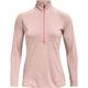 Under Armour Tech Twist 1/2 Zip Womens Fitness Training Top Mauve Pink - S