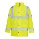 TMK® Hi Vis Viz High Visibility Parka Jacket Workwear Safety Security Concealed Hood Fluorescent Flashing Hooded Padded ¾ Length Waterproof Work Coat Top (Large, Yellow)