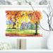East Urban Home Autumn Park Yellow Trees - Unframed Painting on Metal in Green/Orange/Yellow | 12 H x 20 W x 2 D in | Wayfair