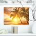 East Urban Home Bright Sunset at Barbados Island - Unframed Photograph on Metal Metal | 12 H x 20 W x 2 D in | Wayfair