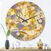 East Urban Home Poppies V Wood Wall Clock Solid Wood in Brown/Indigo/Yellow | 29 H x 29 W x 1 D in | Wayfair 37F247EBD4D34C1A82C9590BA3206C0C