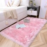 Pink 35.43 x 23.62 x 2.5 in Area Rug - Everly Quinn Daruis Handmade Shag Faux Sheepskin Area Rug/Faux Fur | 35.43 H x 23.62 W x 2.5 D in | Wayfair