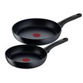 Tefal G28191 Black Stone 2-Piece pan Set, 24/28 cm, Non-Stick Coating, Thermal Signal Temperature Indicator, Suitable for Induction, Black