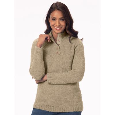 Appleseeds Women's Cuddle Boucle Pullover Sweater - Tan - PXL - Petite