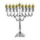 Silver Plated Oil Menorah - Fits Standard Chanukah Oil Cups and Candles - Olive Branches - 35 cm High - by Ner Mitzvah