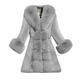 BUKINIE Womens Thicken Warm Winter Coat Luxury Elegant Parka Faux Fur Trimmed Open Front Long Cardigan Jacket Outwear Lady's Wedding Party Coats for Winter(Grey,L)