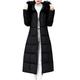 Women Long Cotton Padded Coat Faux Fur Hooded Jacket Winter Parka, Ladies Quilted Padded Lightweight Trench Outwear Long Sleeve Tops Cardigan Plus Size Black