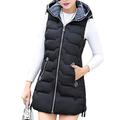 Aiweijia Women's Gilets Sleeveless Jacket Warm Waistcoats Lightweight Bodywarmer Hooded Coat Mid-Length Padded Gilet Fashion Quilted Vest Black