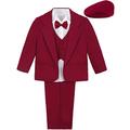 mintgreen Baby Boys' Suits & Blazers, 5Pcs Wedding Outfits Formal Wear Tuxedo Suit Set with Hat, Burgundy Red, 3-6 Months