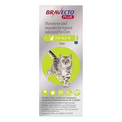 Bravecto Plus For Small Cats 112 Mg (2.6 To 6.2 Lbs) Green 2 Doses