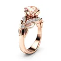 Bague de mariage en or rose 18 carats pour femme diamant vintage topaze pure bijoux en pierres