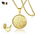 Vnox-Collier avec Pendentif en Forme de Fleur de Bergame pour Femme Médaillon en Or en Acier