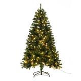 The Holiday Aisle® 6Ft Christmas Tree Holiday Season Xmas Decoration W/Light 1000 Twigs 460 Bulbs, Metal in Green/White | 43 W in | Wayfair