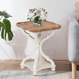 One Allium Way® Tray Top End Table w/ Storage Wood in Brown/White | 25 H x 19 W x 19 D in | Wayfair E859777581C5409B9468F5D6F69E31FB