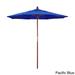 California Umbrella 7.5' Round Marenti Wood Frame Market Umbrella with Pacifica Fabric, Base Not Included