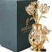 Matashi 24K Gold Plated Crystal Studded Flower Ornament in a Vase with Decorative Butterfly for gifts and home decor