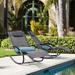 Outdoor Chaise Lounge Steel Curved Patio Rocking Lounge Chair with Detachable Pillow (Set of 2) - 56.3x24.8x35