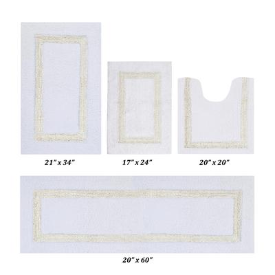 Hotel Collectionis Bath Mat Rug 4 Piece Set (17" x 24" | 20" x 20" | 21" x 34" | 20" x 60") by Better Trends in White Ivory