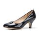 Phorecys Women's Kitten Heels Round Toe Dress Court Shoes Work Comfort Pumps Patent Black US 11-UK 8.5