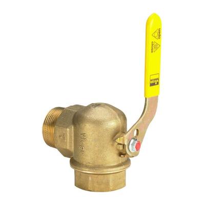Gaszählerkugelhahn 525132 R/Rp 1, Messing, Eck, für Zweistutzengaszähler - Viega Image