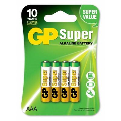 GP Battery Super Alkaline Batterie 1,5V Mini Stylus AAA / 24A-2U4 / LR03 (Blister 4 Stück)