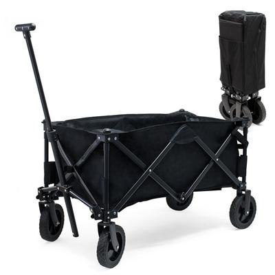 Wiltec Faltbarer Bollerwagen mit Schutzhülle, Faltbollerwagen mit Kunststoffrädern und Handgriff, Image