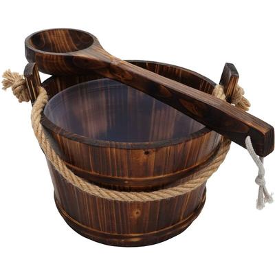 HHG - Saunakübel mit Einsatz 561, Saunazubehör Saunaeimer Saunakelle Aufguss, Kiefernholz 3,5 l