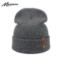 Bonnet en laine tricoté pour femmes et hommes chaud automne manchette casquette montre pour