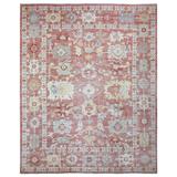 Shahbanu Rugs Coral Red, Ushak with Colorful Motif, Soft and Pliable Wool, Hand Knotted, Oriental Oversized Rug (11'7" x 14'6")