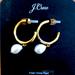 J. Crew Jewelry | J Crew Hammered Hoop Freshwater Pearl Earrings Item Ay775 Gold+Pearl | Color: Gold/White | Size: Os